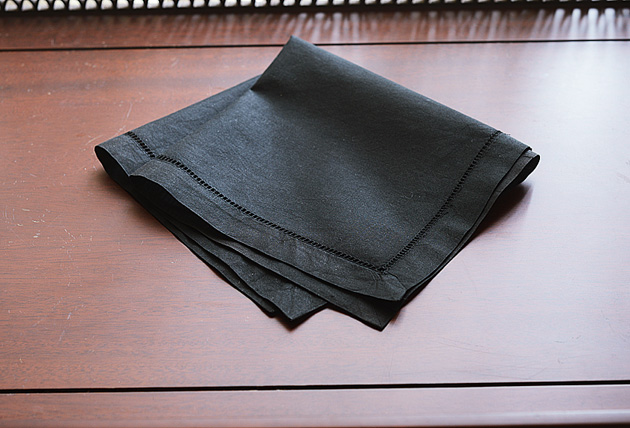 Black Simple Hemstitch Handkerchiefs